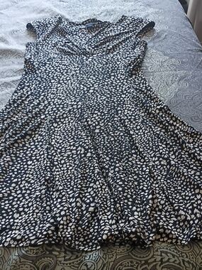 Black and White Printed Fit-and-Flare Dress